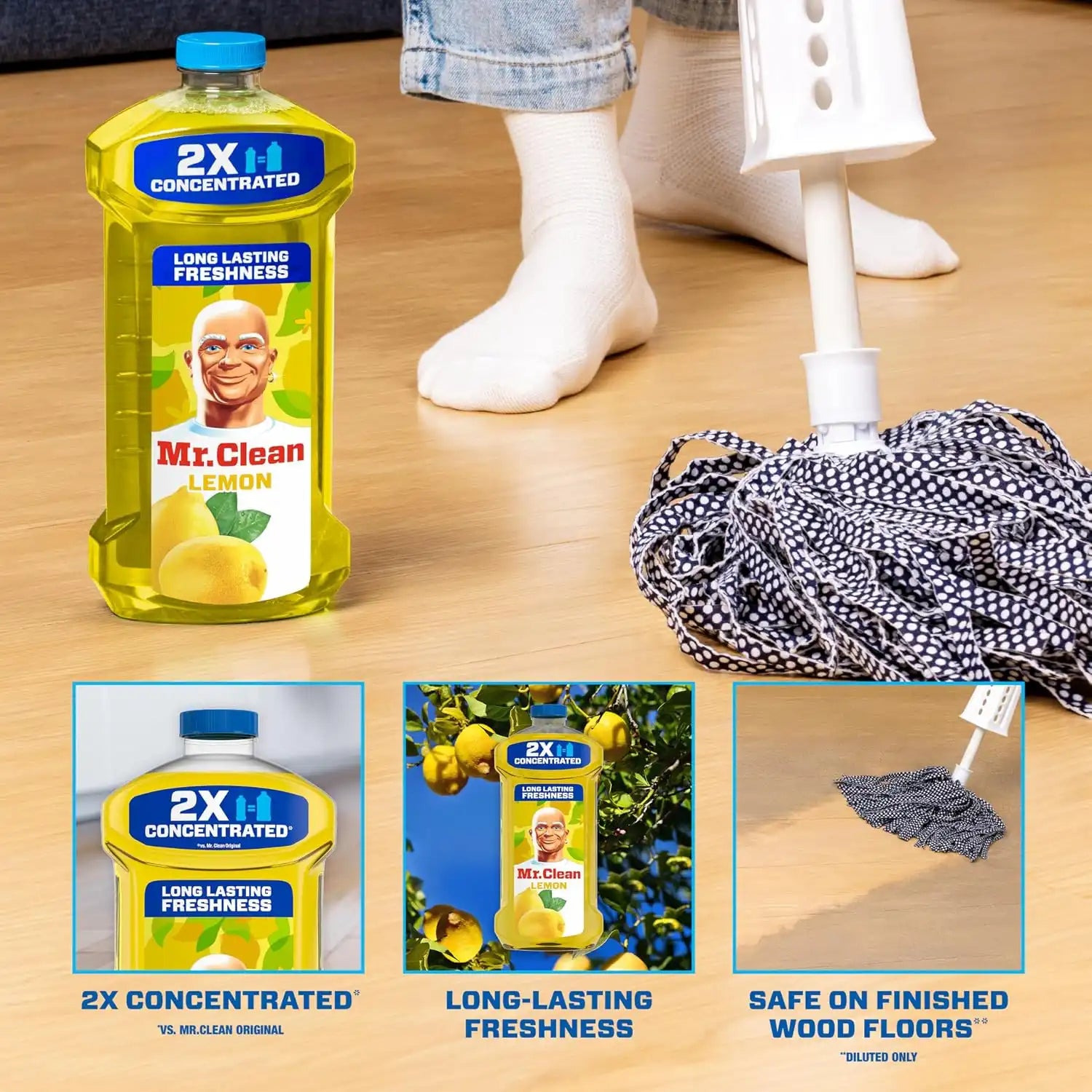 Mr. Clean All Purpose Cleaner. Floor Cleaner for Mopping Home. Bathroom. & Kitchen. Cleaning Liquid for Mop & Bucket. Cleaning Supplies. Multi-Surface Dilutable. Lemon. 41oz - Image 2