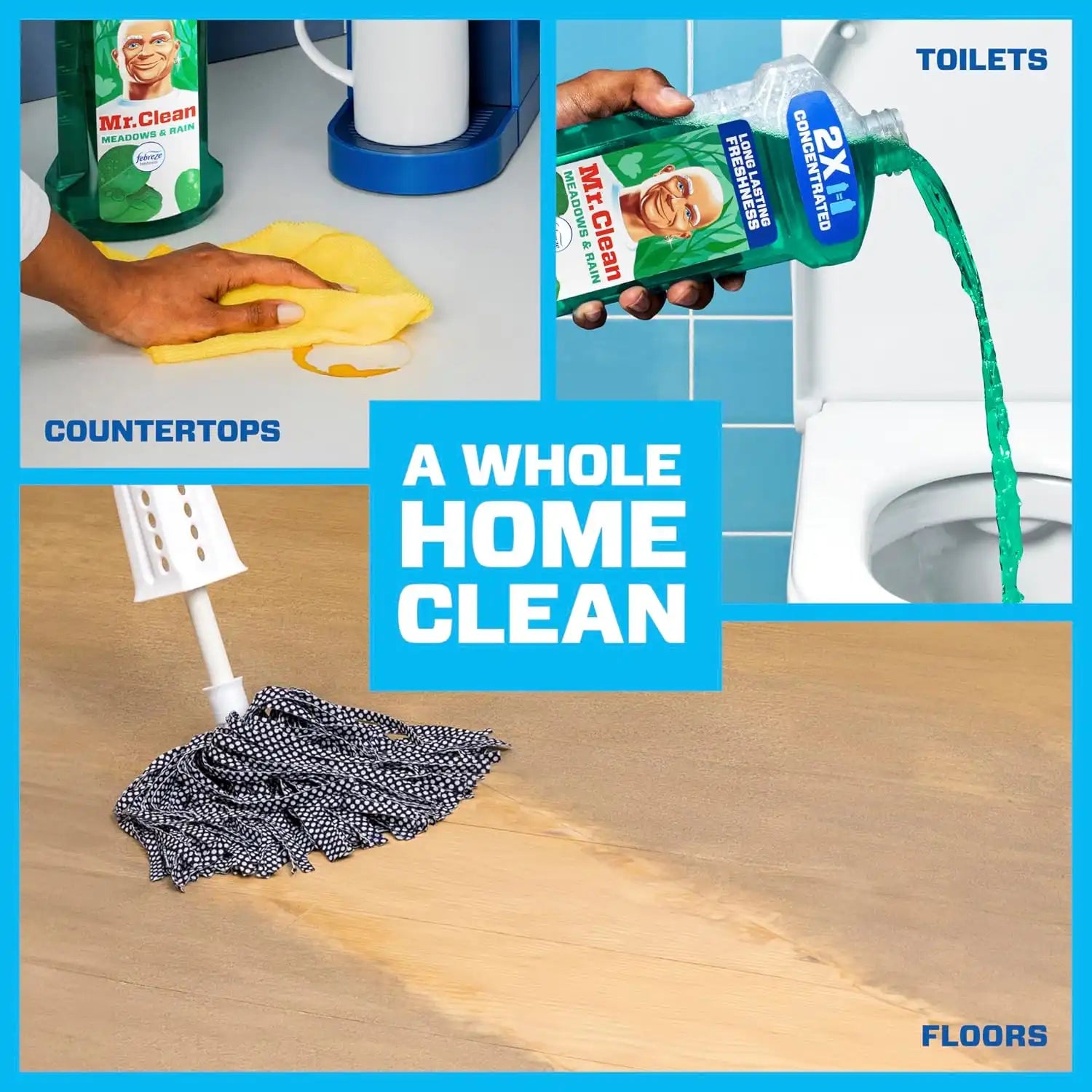 Mr. Clean All Purpose Cleaner. Floor Cleaner for Mopping Home. Bathroom. & Kitchen. Cleaning Liquid for Mop & Bucket. Cleaning Supplies. Multi-Surface Dilutable. Meadows & Rain. 41oz - Image 3