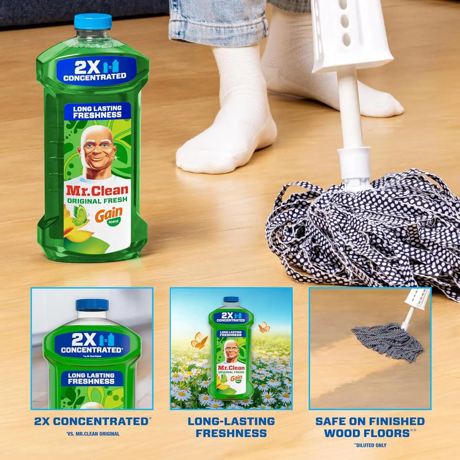 Mr. Clean All Purpose Cleaner. Floor Cleaner for Mopping Home. Bathroom. & Kitchen. Cleaning Liquid for Mop & Bucket. Cleaning Supplies. Multi-Surface Dilutable. Gain. 41oz - Image 2