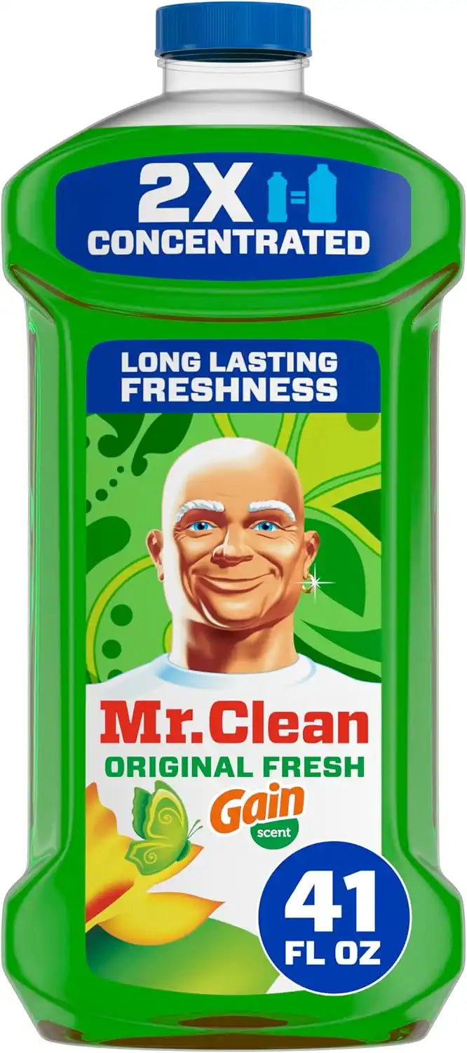 Mr. Clean All Purpose Cleaner. Floor Cleaner for Mopping Home. Bathroom. & Kitchen. Cleaning Liquid for Mop & Bucket. Cleaning Supplies. Multi-Surface Dilutable. Gain. 41oz