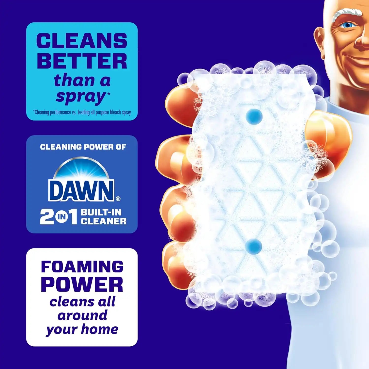 Mr. Clean Magic Eraser Foaming Sponge. All Purpose. Dawn Cleaning Power. Wall Cleaner. Sneaker Cleaner. Oven Cleaner. Kitchen. Bathroom. Shower Cleaning Supplies. Scrubber. Ultra Foamy. 7ct - Image 2