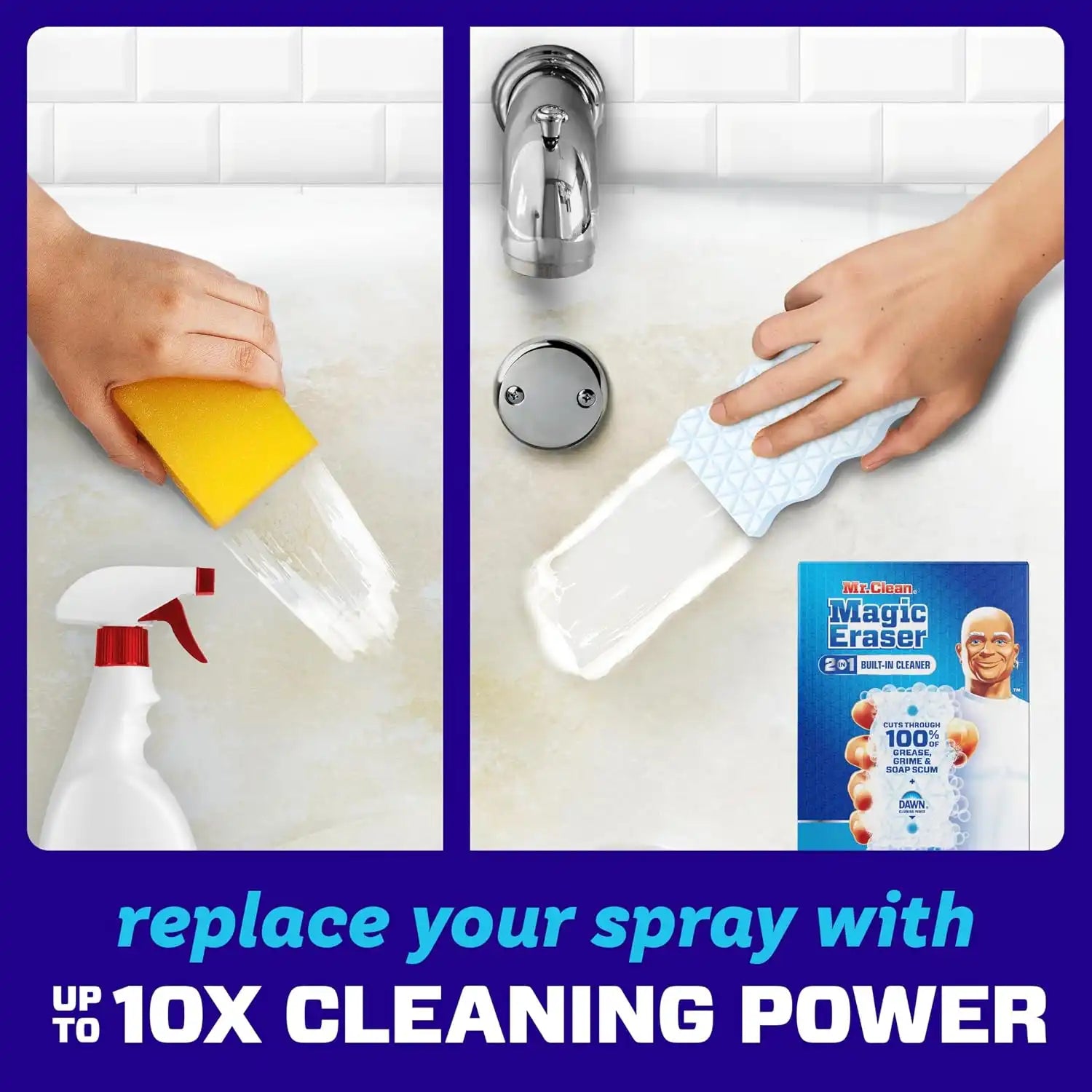 Mr. Clean Magic Eraser Foaming Sponge. All Purpose. Dawn Cleaning Power. Wall Cleaner. Sneaker Cleaner. Oven Cleaner. Kitchen. Bathroom. Shower Cleaning Supplies. Scrubber. Ultra Foamy. 7ct - Image 3