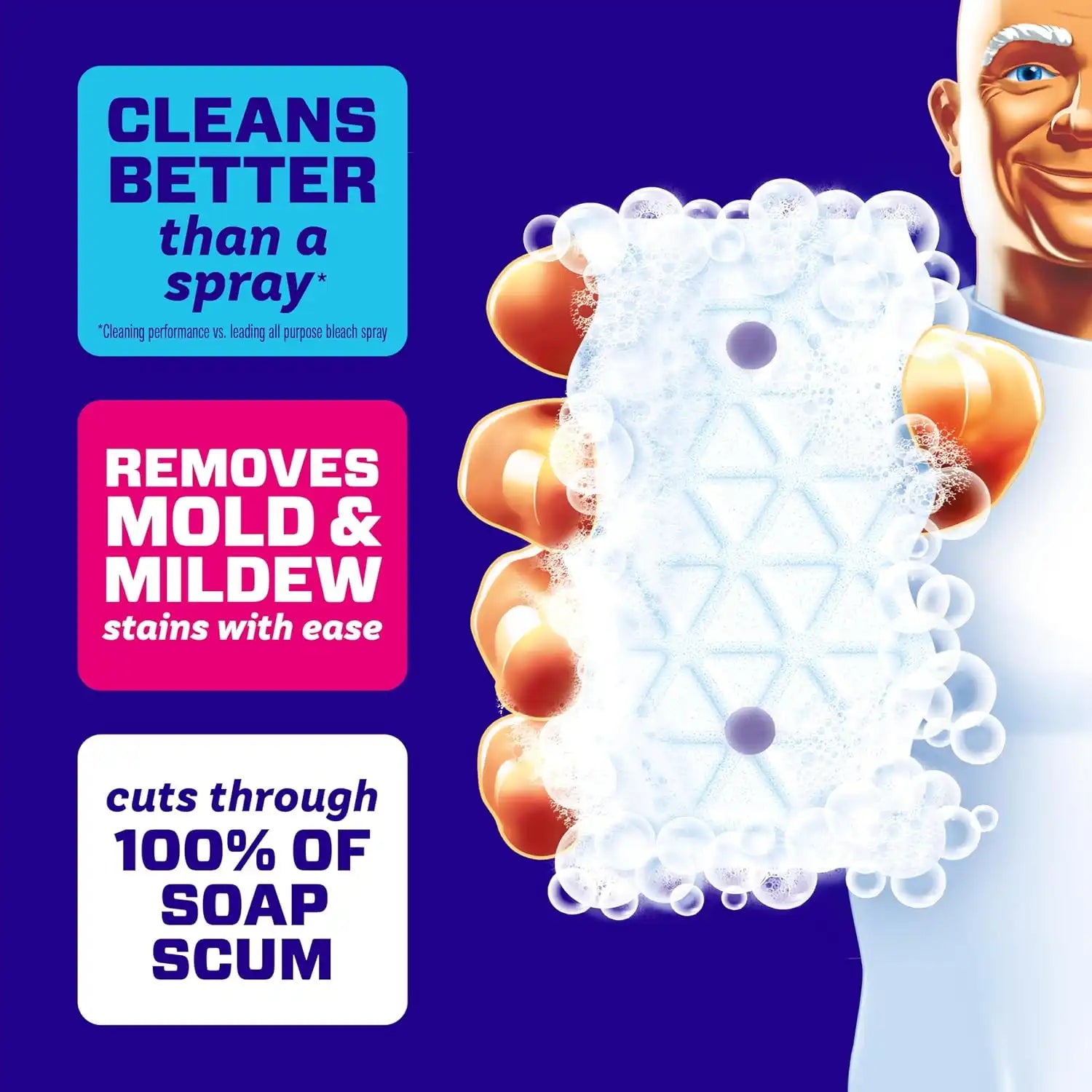 Mr. Clean Magic Eraser Sponge. Bathroom Cleaner. Shower Cleaner. Tub Cleaner. Soap Scum Remover. Bathroom Cleaning Supplies. Dawn Cleaning Power with Febreze Lavender Scent. 2 in 1 Bath. 7ct - Image 2