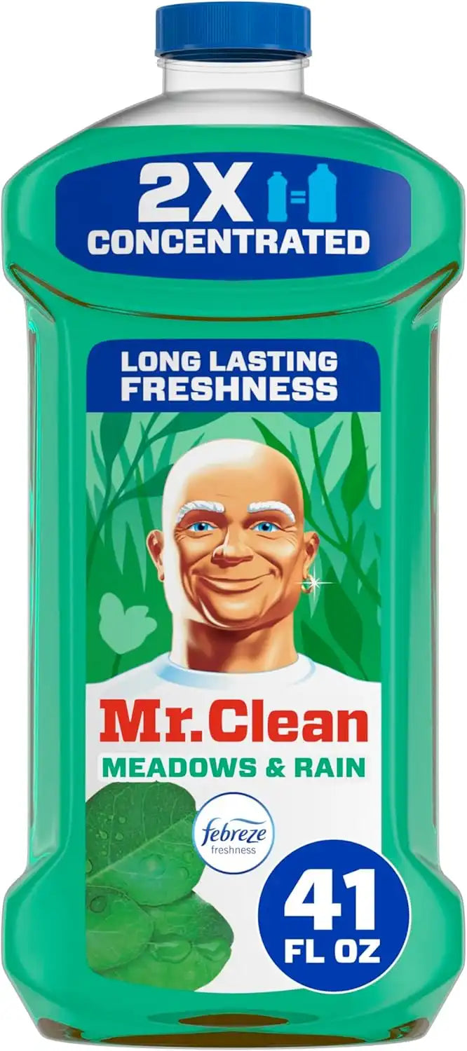 Mr. Clean All Purpose Cleaner. Floor Cleaner for Mopping Home. Bathroom. & Kitchen. Cleaning Liquid for Mop & Bucket. Cleaning Supplies. Multi-Surface Dilutable. Meadows & Rain. 41oz