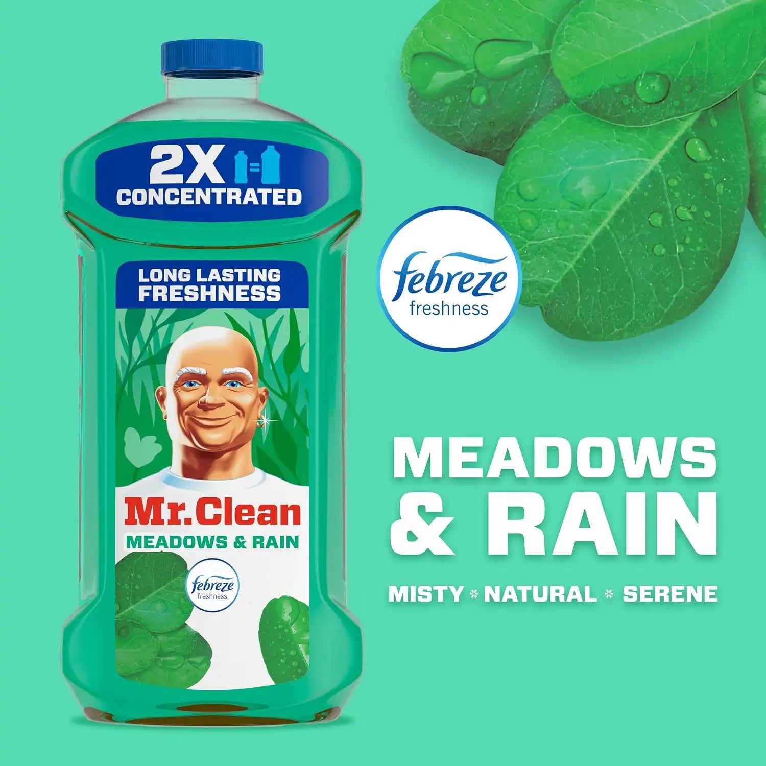 Mr. Clean All Purpose Cleaner. Floor Cleaner for Mopping Home. Bathroom. & Kitchen. Cleaning Liquid for Mop & Bucket. Cleaning Supplies. Multi-Surface Dilutable. Meadows & Rain. 41oz - Image 4